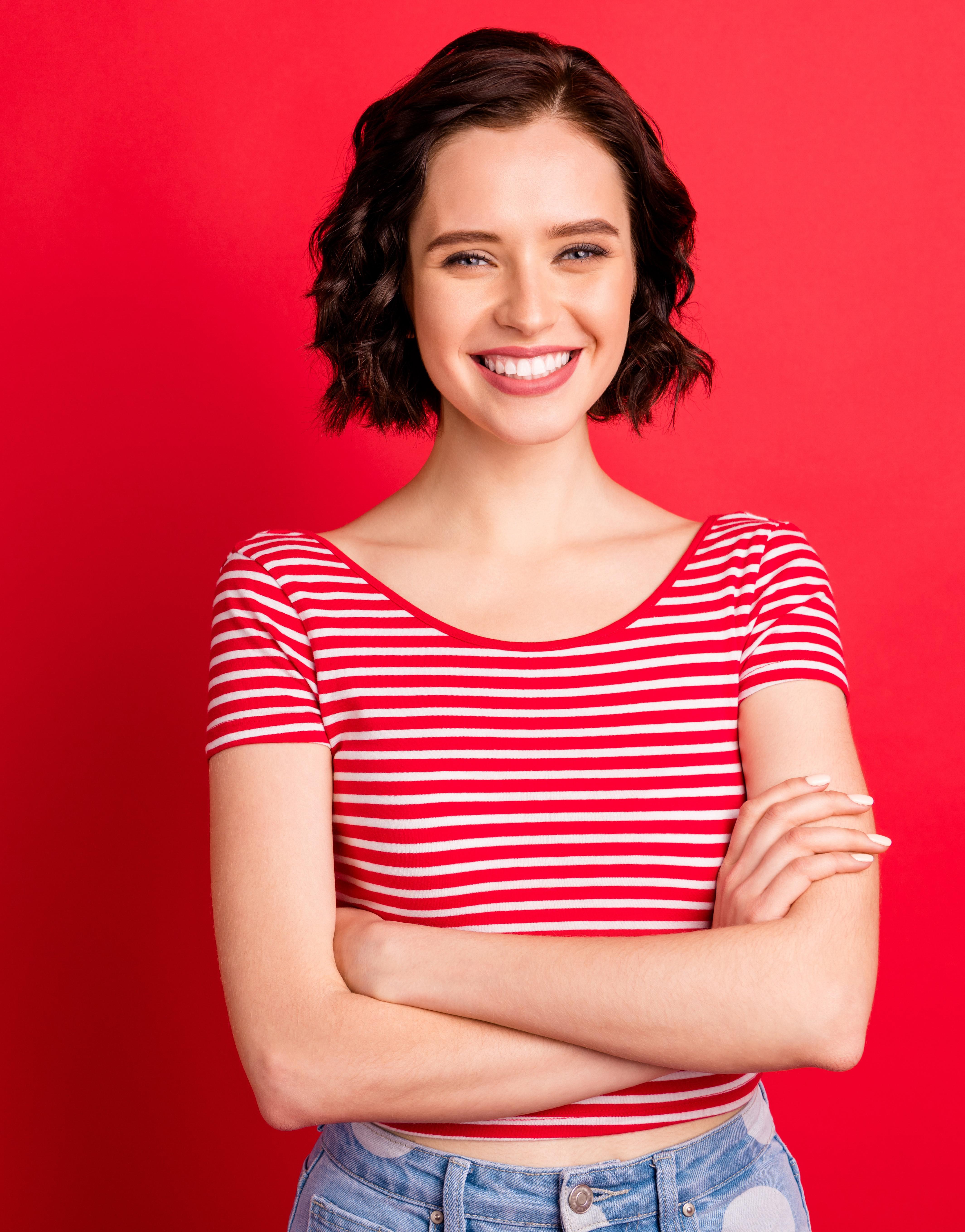 Person in red stripe top