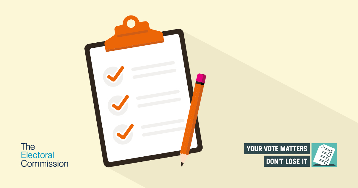 Electoral commission graphic of a clipboard