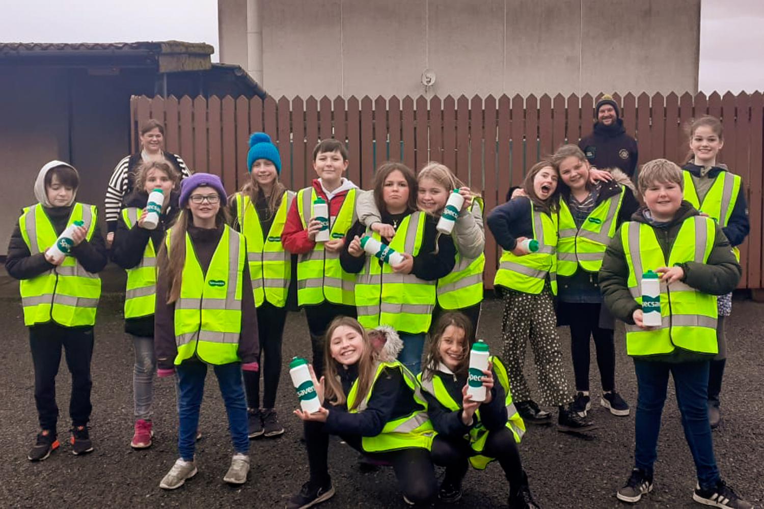 Brae P7 Bikeability staff and pupils