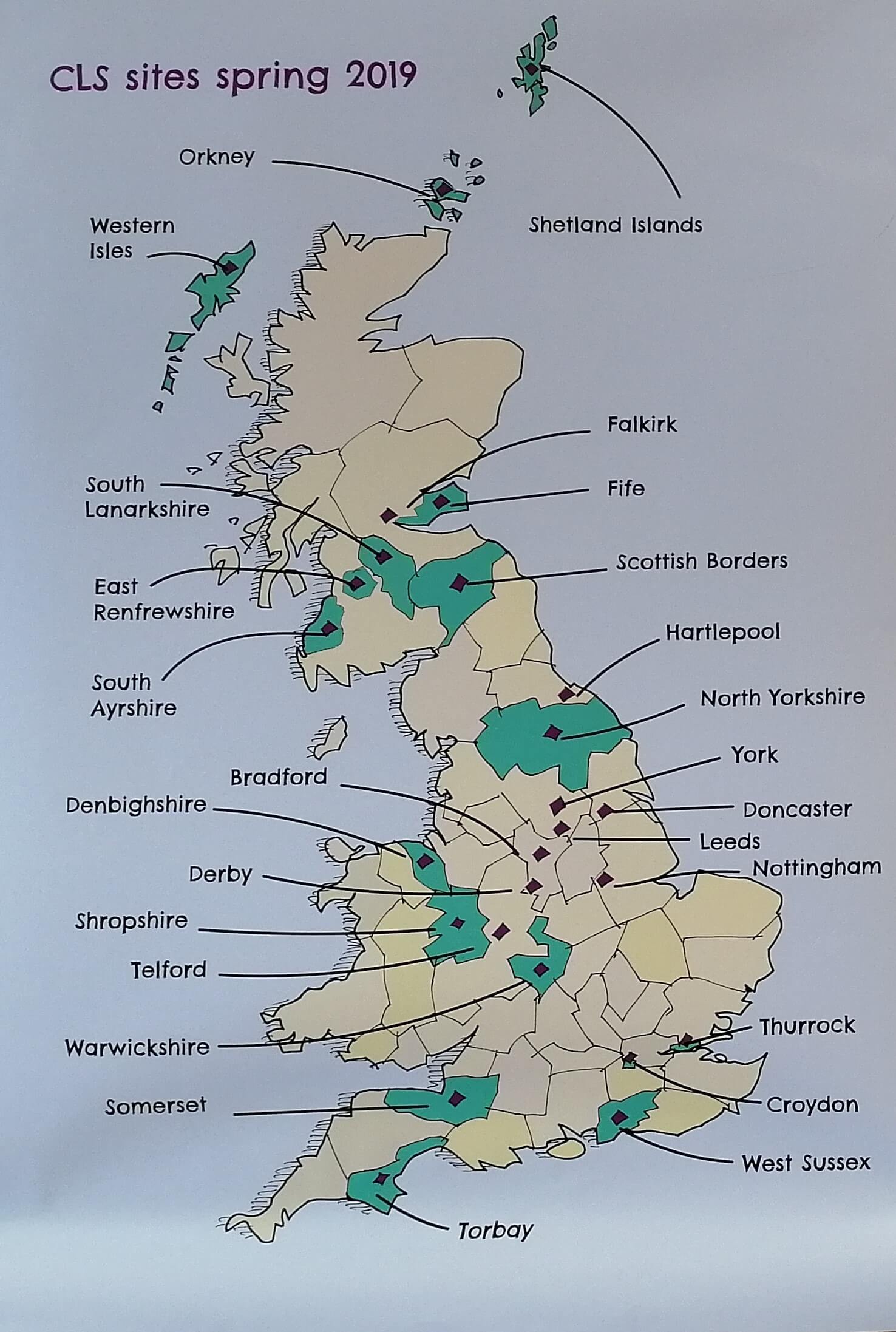 Community Led Support - Map of Hubs in UK