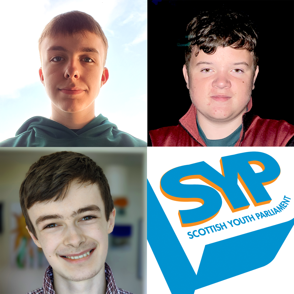 The three candidates for this month’s Scottish Youth Parliament elections for the Shetland constituency – (clockwise from top left) Brandon Kennedy, Joe Smith and Bertie Summers.
