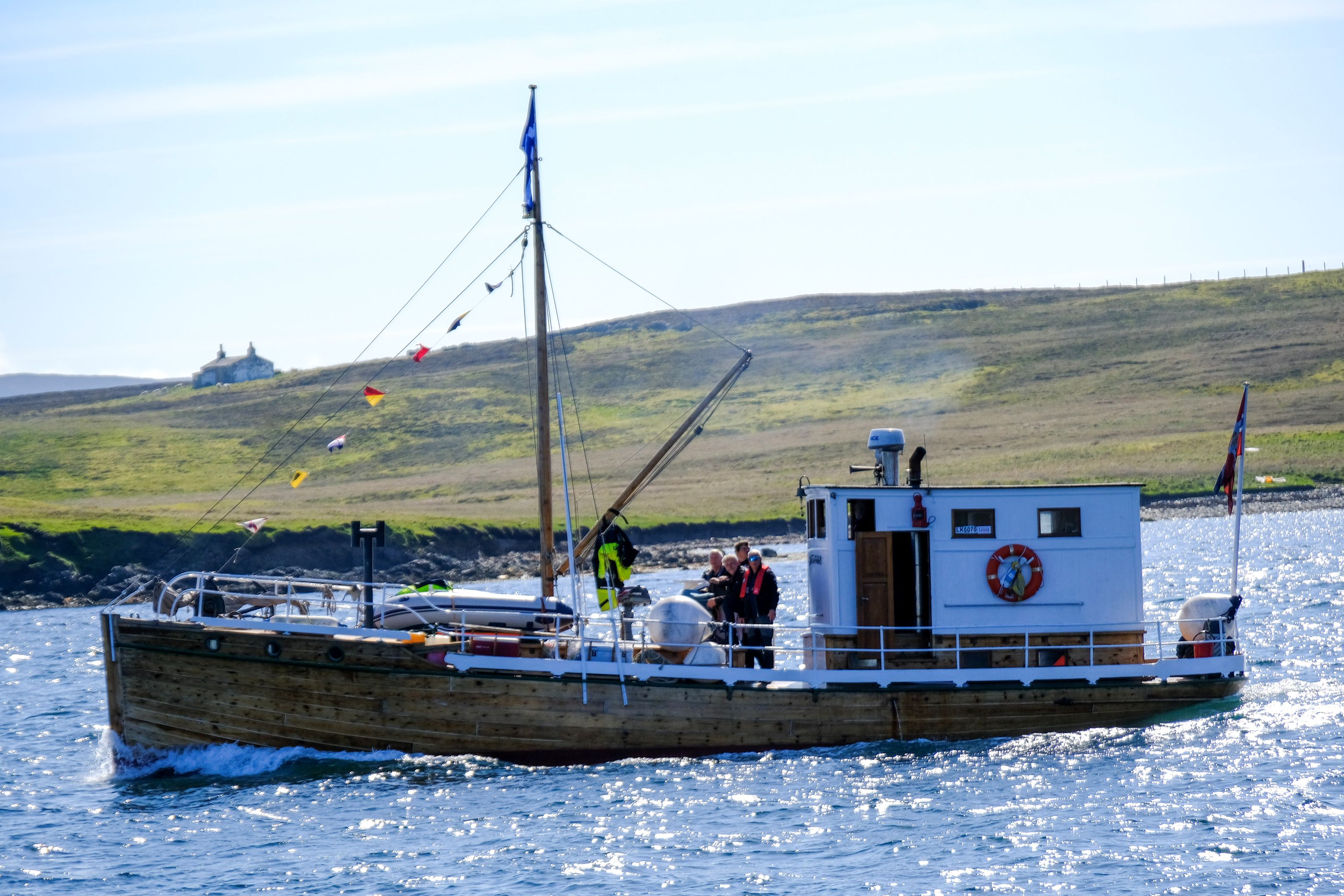A small convoy boat at sea