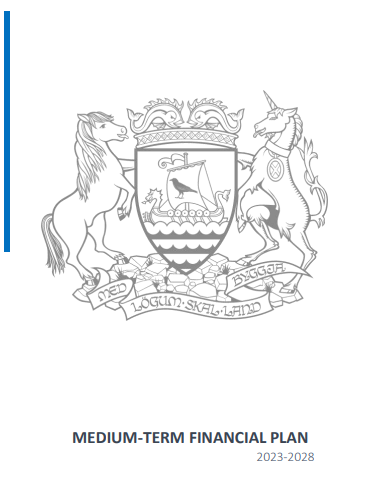 The front cover of the medium term financial plan 2023-28
