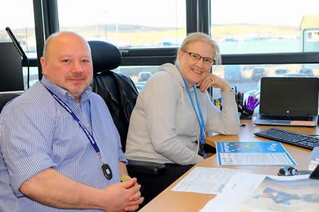 Shetland Islands Council Executive Manager of Transport Operations, Michael Craigie, and team member Robina Barton