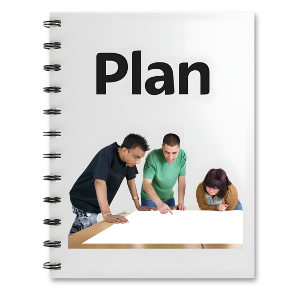 Notebook cover with the word 'Plan'