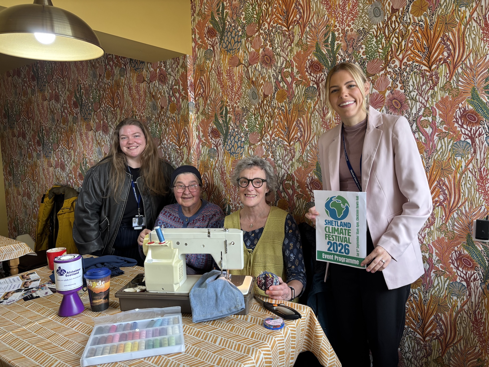 SIC Climate Change Officers Elizabeth Clarke and Anne Maver with volunteers from the Repair Cafe.
