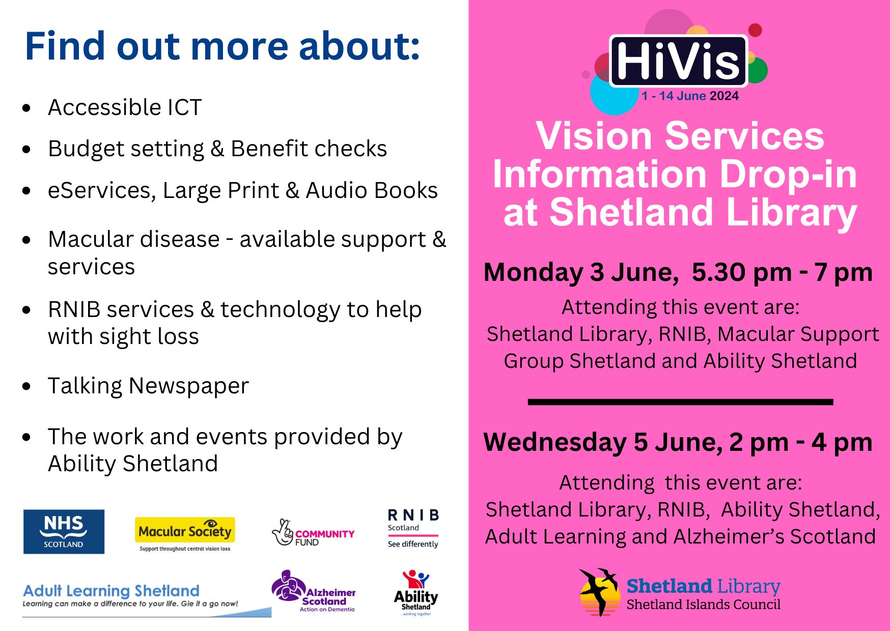 Vision Services Information Drop In HiVis 2024