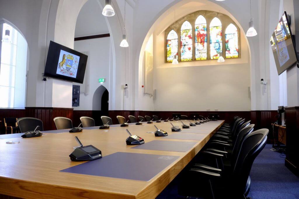 View of Council chamber from foot of table